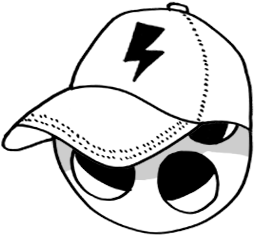 Film reel wearing a baseball cap